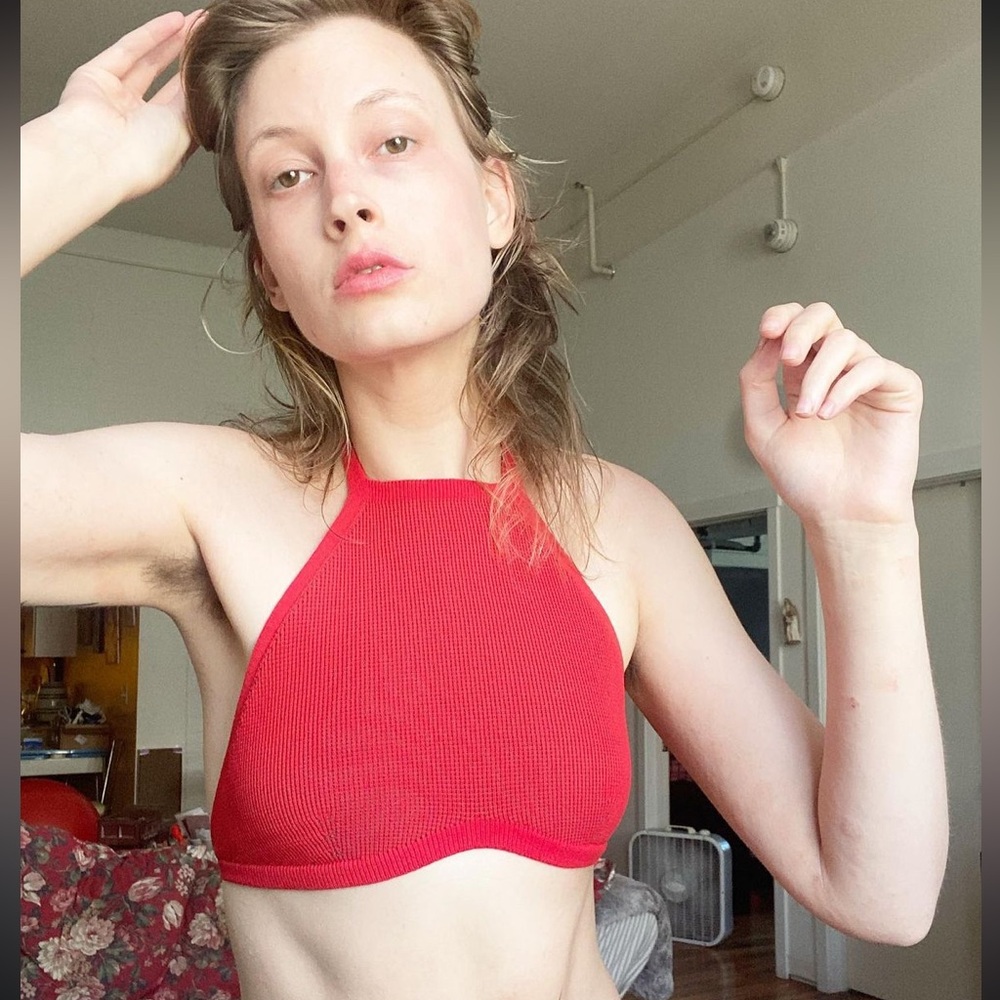 ARQ Giulia Halter Top in Cherry Red, size extra small - Picture 4 of 8